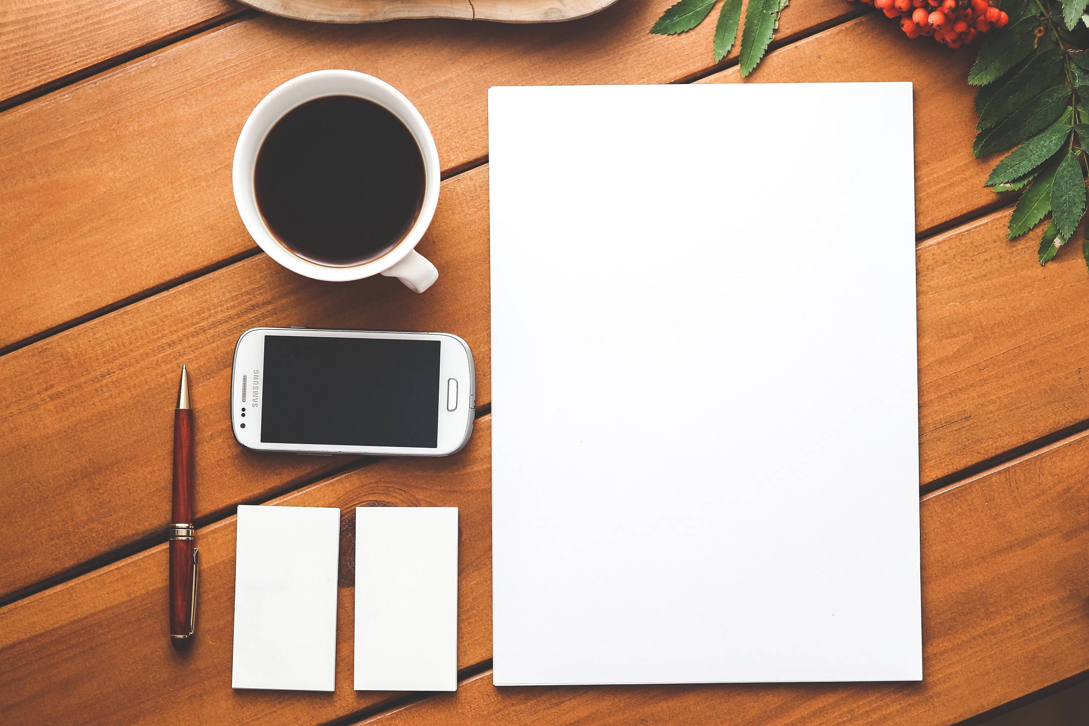 kaboompics.com Business identity. Blank stationery set on wood background 1 1