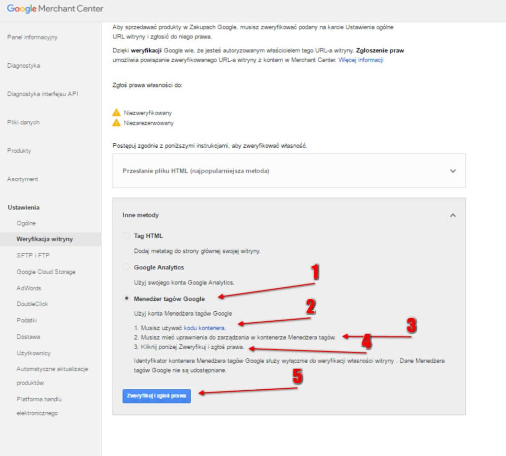 weryfikacja google merchant center