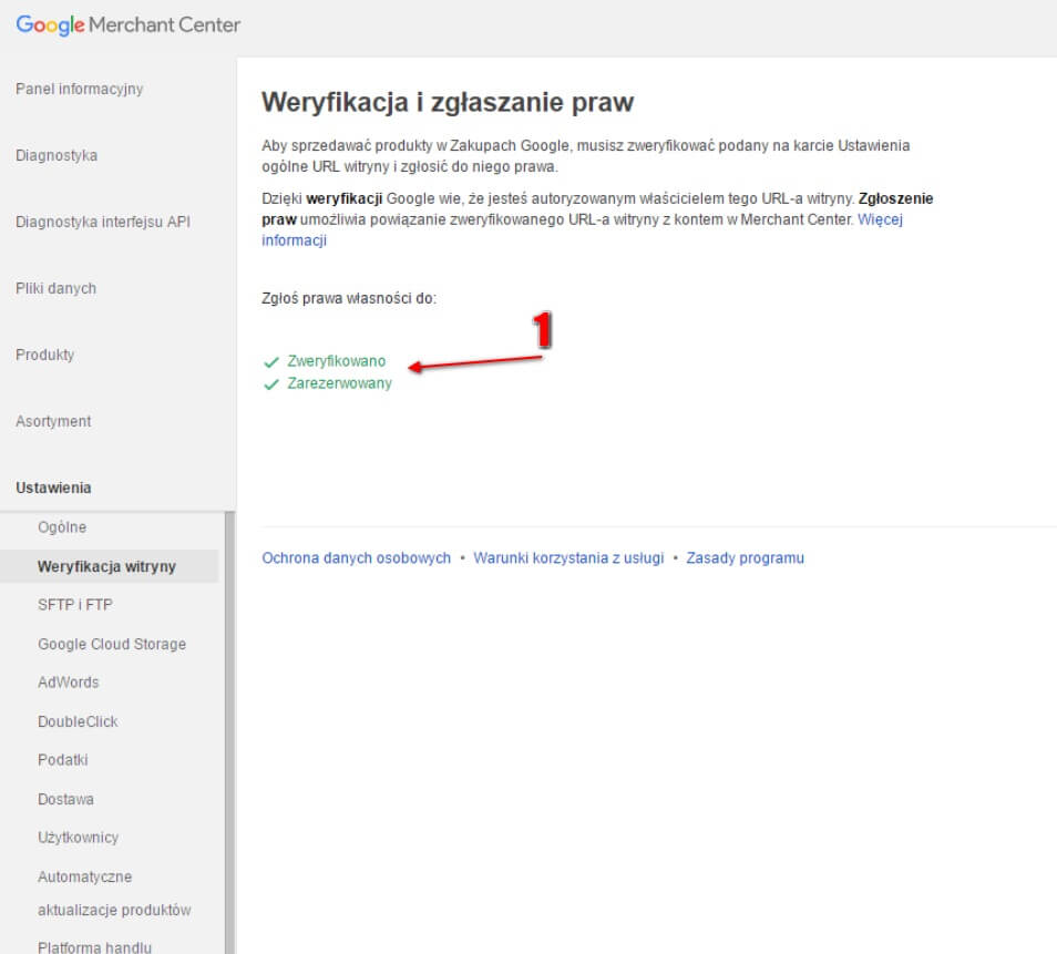 weryfikacja google merchant center