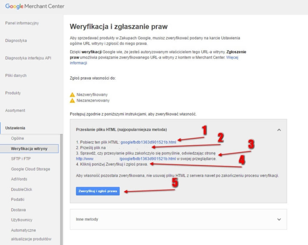 weryfikacja google merchant center