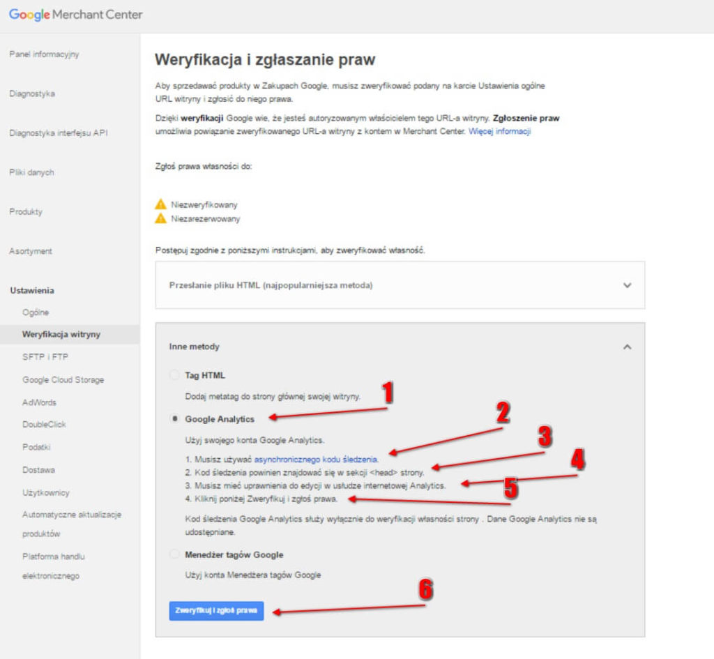 weryfikacja google merchant center