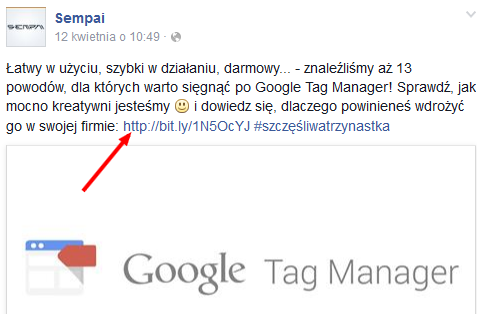 link skrocony na facebooku