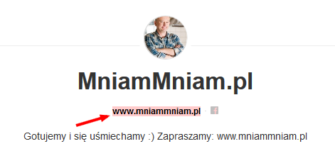 link z profilu na Pinterescie