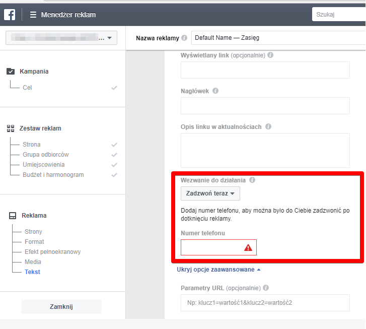 Cele reklamowe na Facebooku zasieg 2