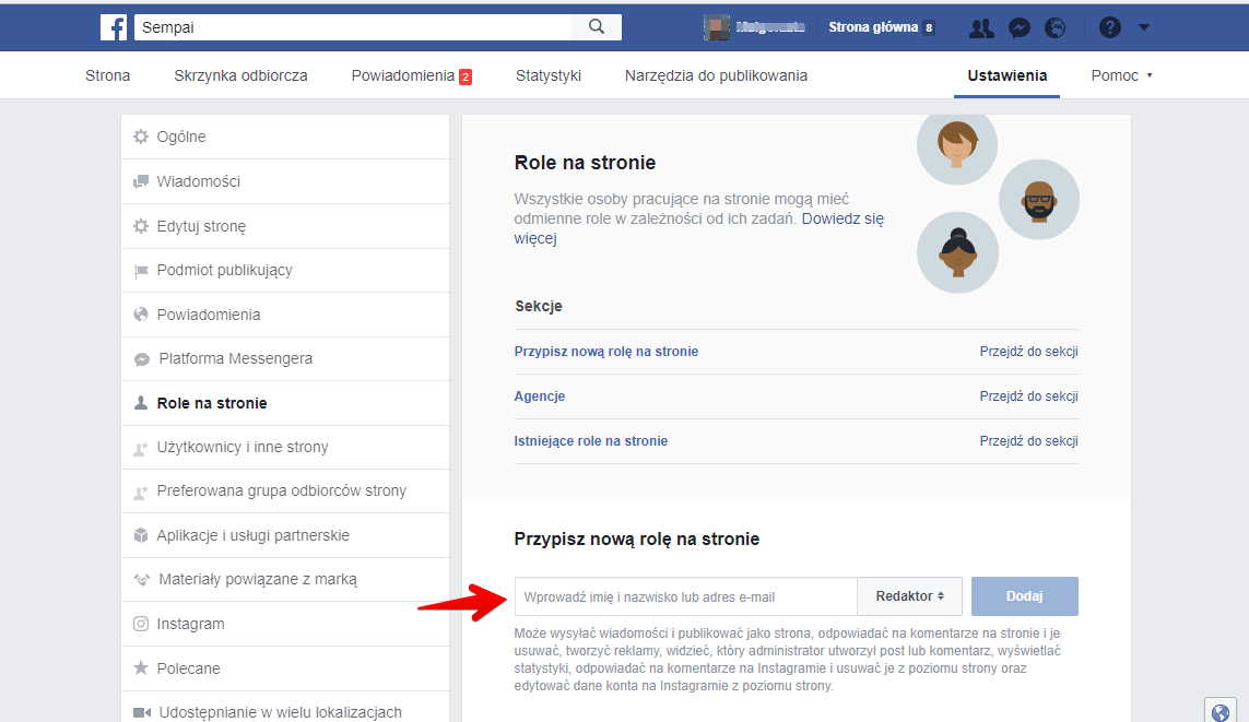Przydzielanie rol na stronie firmowej na Facebooku 3