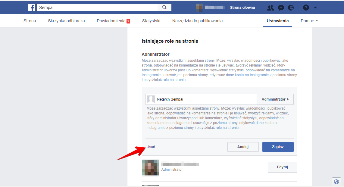 Przydzielanie rol na stronie firmowej na Facebooku 6