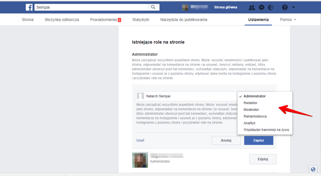 Przydzielanie rol na stronie firmowej na Facebooku 7 1024x563 1