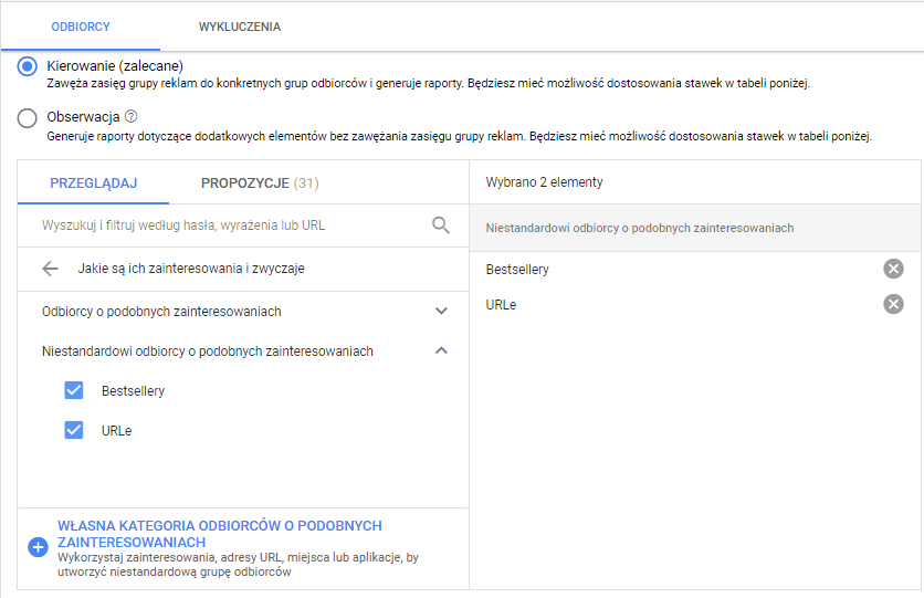 Kierowanie custom intent gdn 2