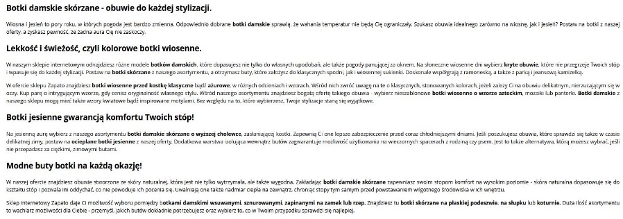 formatowanie tekstu blogowego