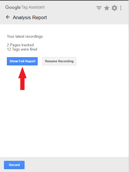 Analysis Report Google Tag Assistant