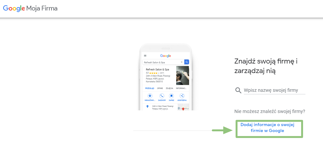 dodawanie informacji o swojej firmie w google moja firma