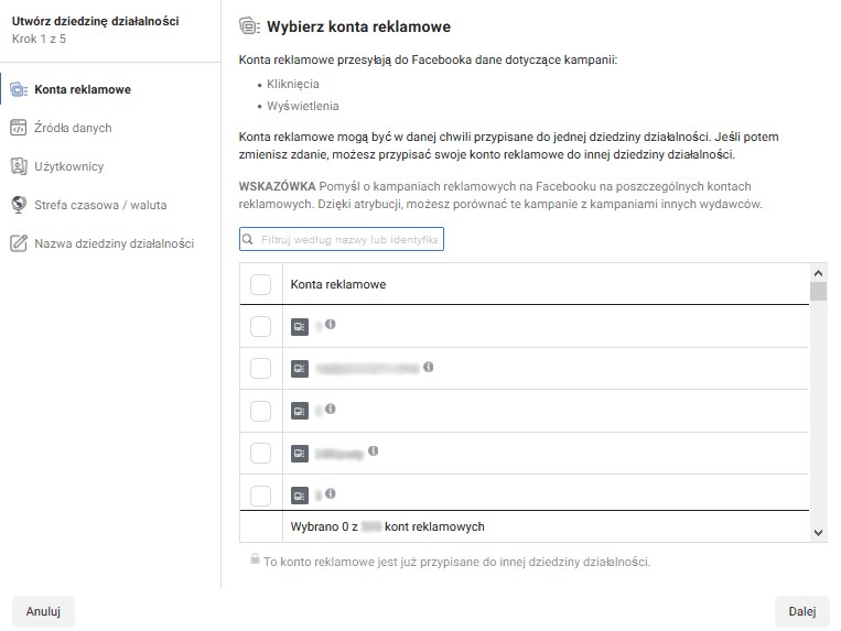 facebook attribution konfiguracja 2