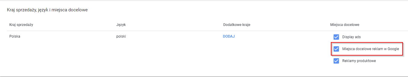 konfiguracja przesteni google