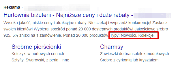 rozszerzenie informacji w witrynie google ads