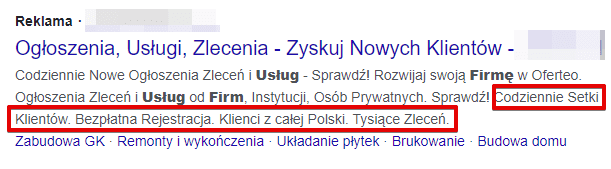 rozszerzenie objaśnień Google Ads