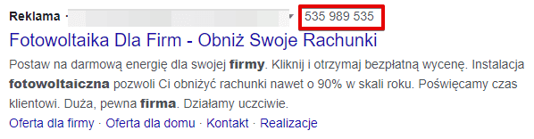 rozszerzenie połączeń google ads