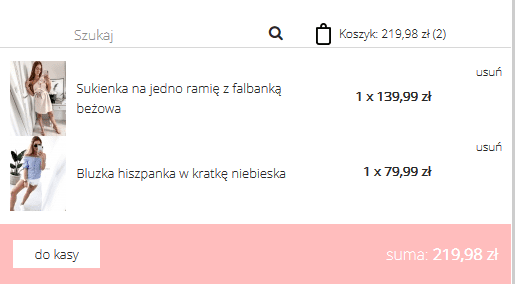 koszyk na stronie