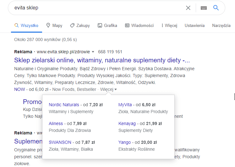 Reklama w Google Ads. Rozszerzenia cen