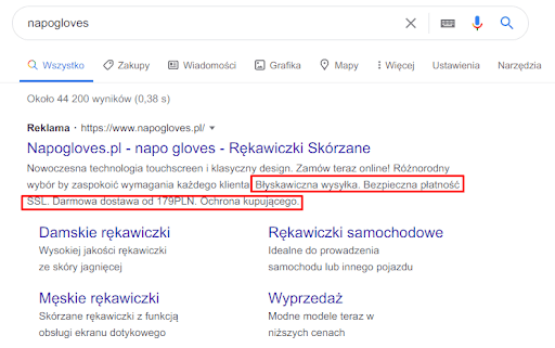 Reklama w Google Ads. Rozszerzenia objaśnień