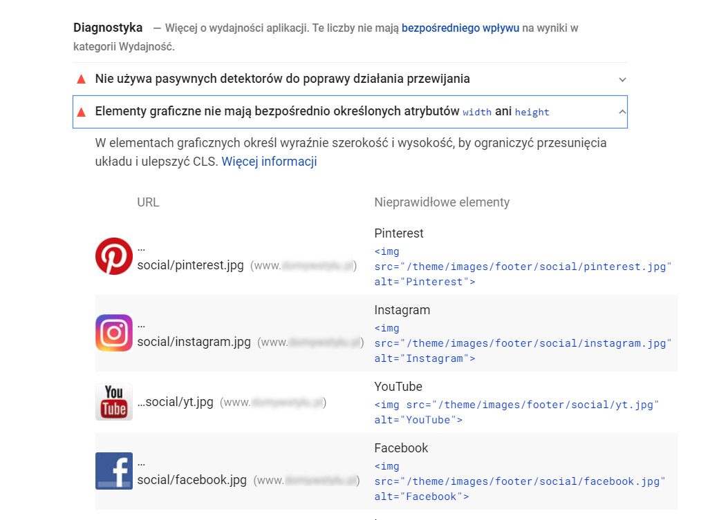 PageSpeed Insights diagnostyka