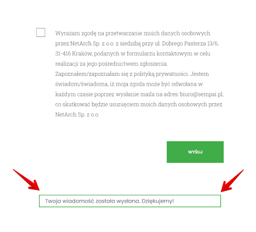 checklista CRO - formularz kontaktowy