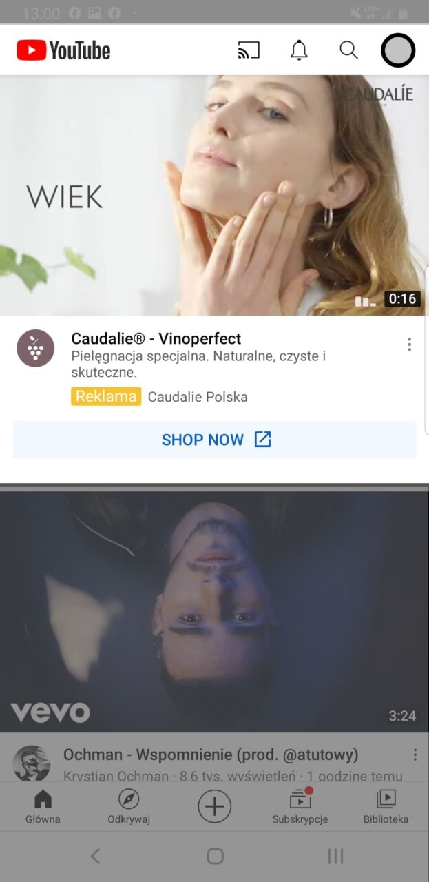 Kierowanie reklam na YouTube - masthead