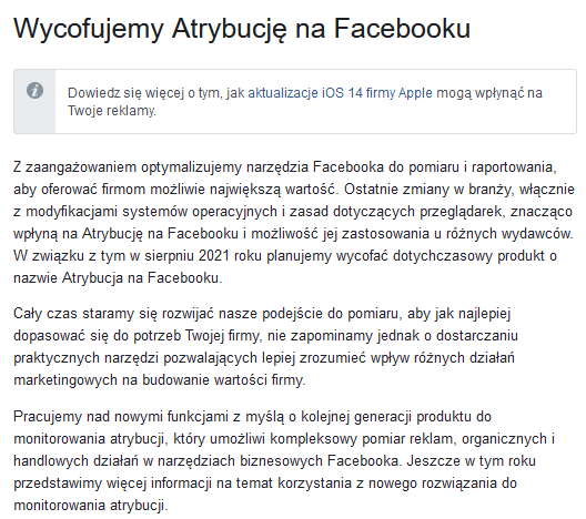 Analityka od Facebooka - nadchodzą duże zmiany - atrybucja