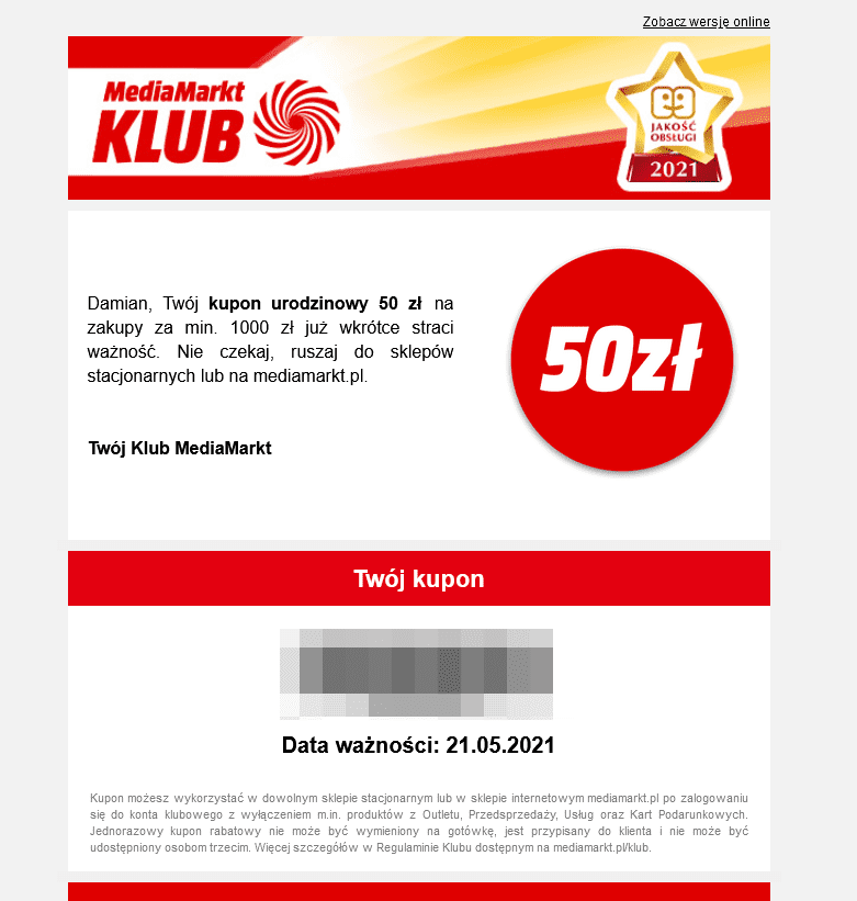 checklista cro - lojalność kupon