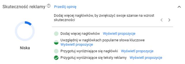 Od czego zależy pozycja reklamy w Google - zła konfiguracja