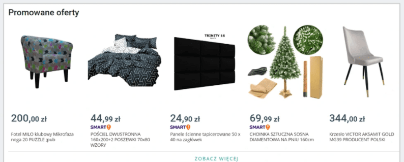 Allegro - promowane oferty na stronie działu