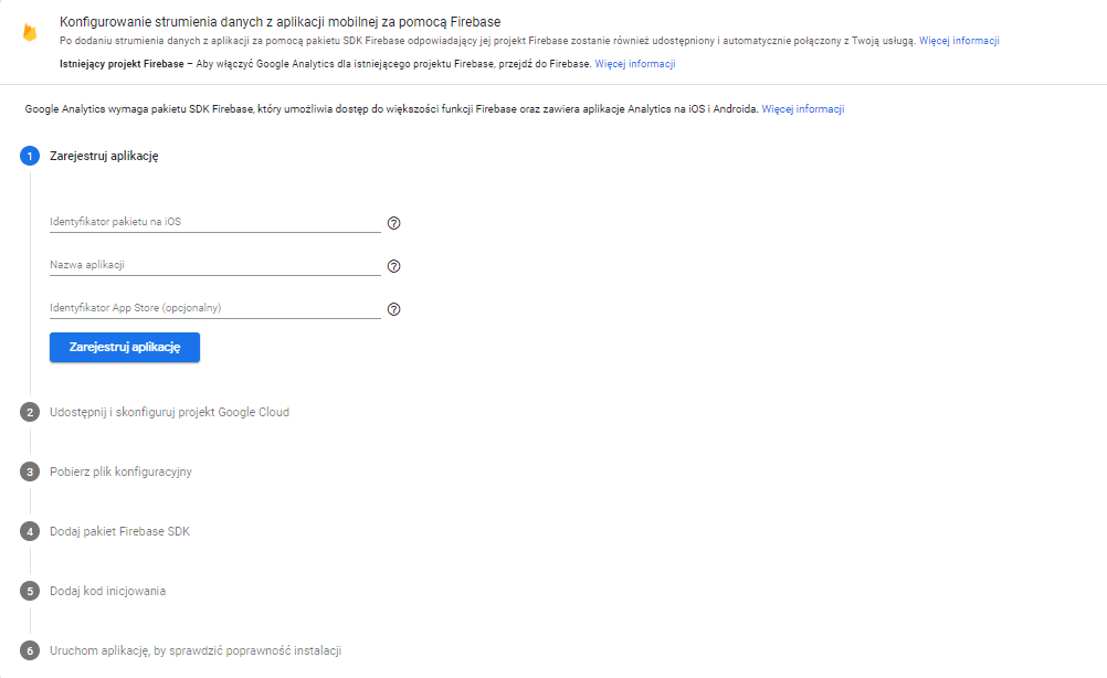 Połączenie Google Analytics z Firebase