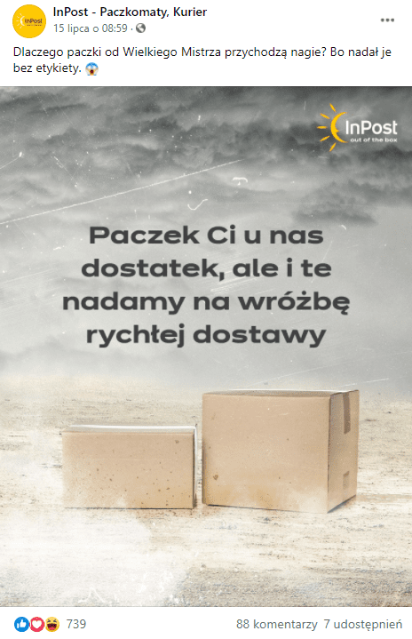 angażujące posty na facebooku - przykład nawiązania