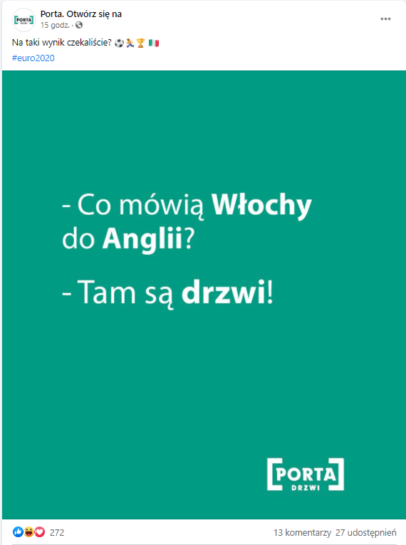 angażujące posty na facebooku - przykład rtm