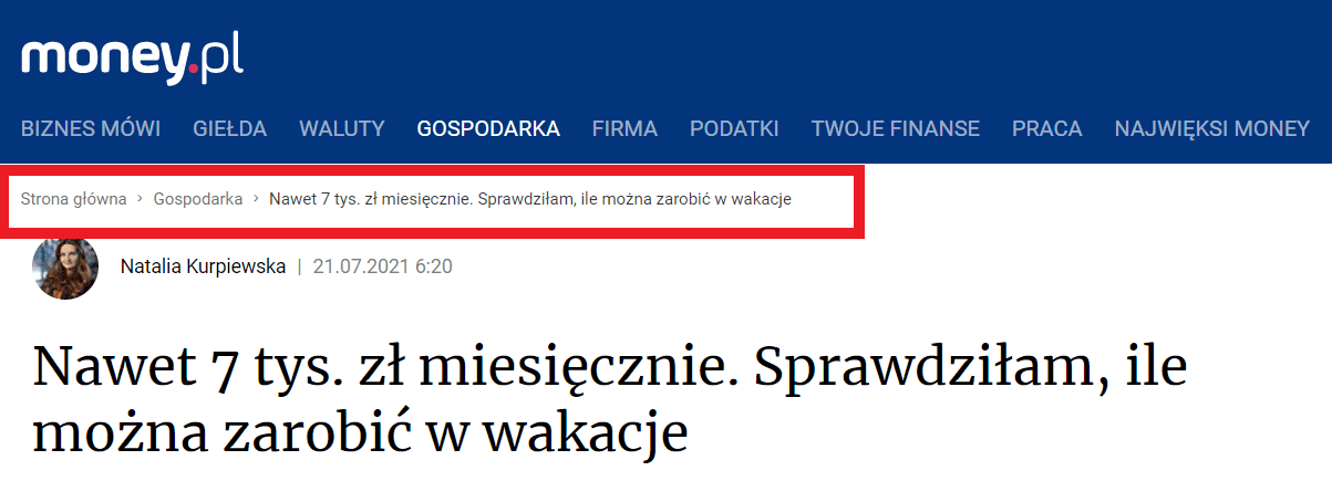 breadcrumbs oparte na lokalizacji