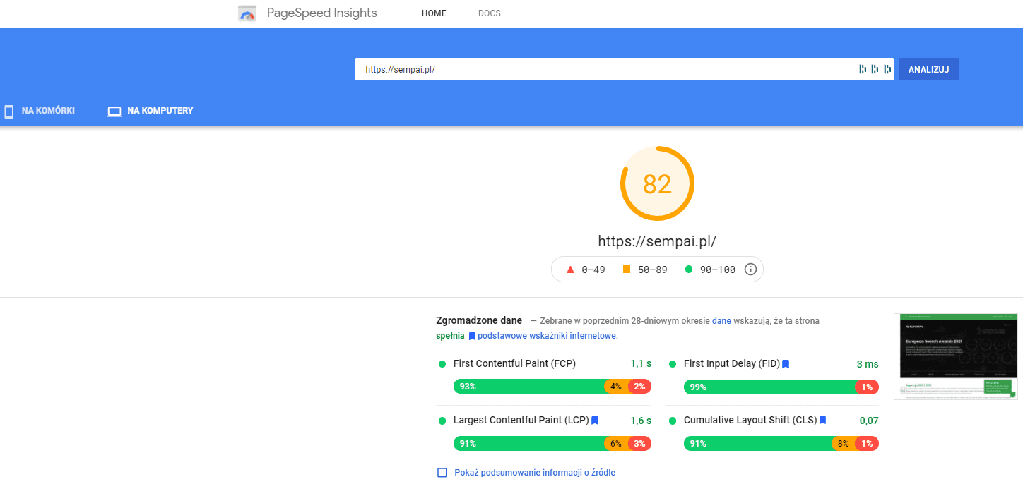 seo a pozycjonowane - speedtest