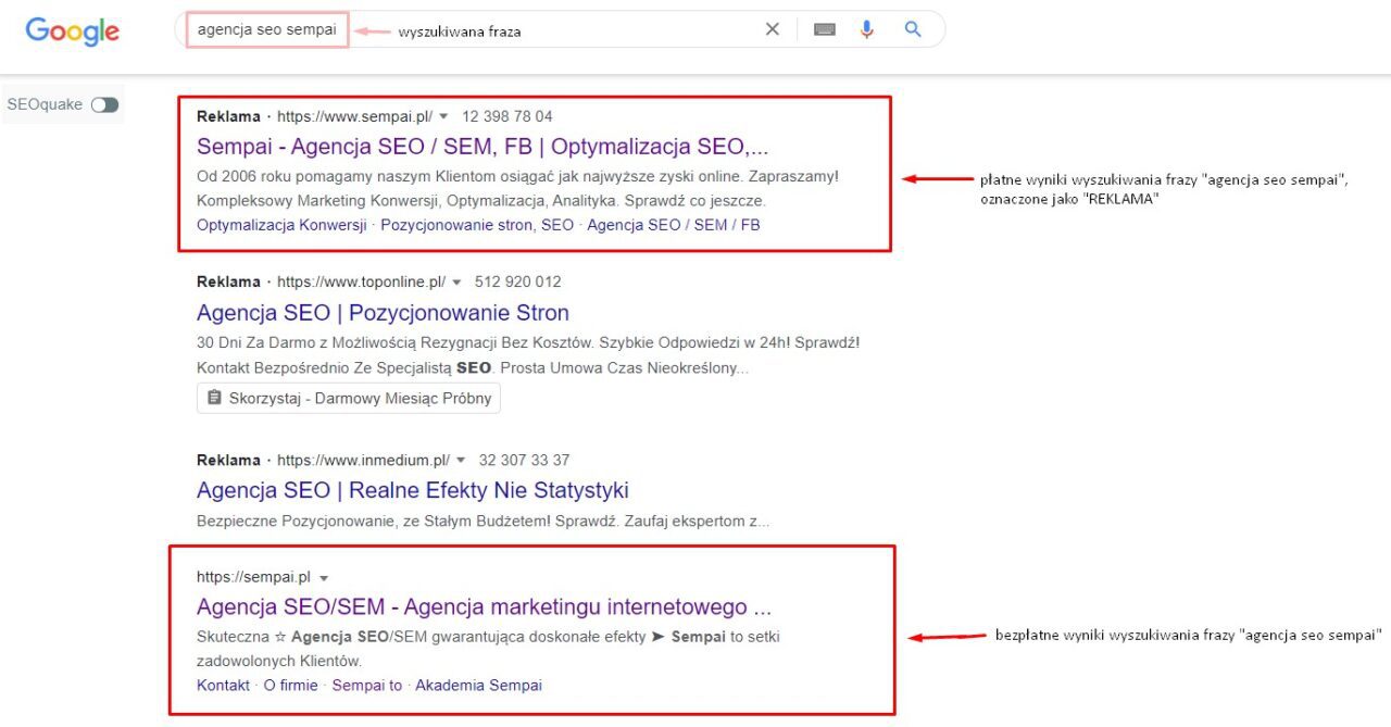seo a pozycjonowanie - wyniki organiczne