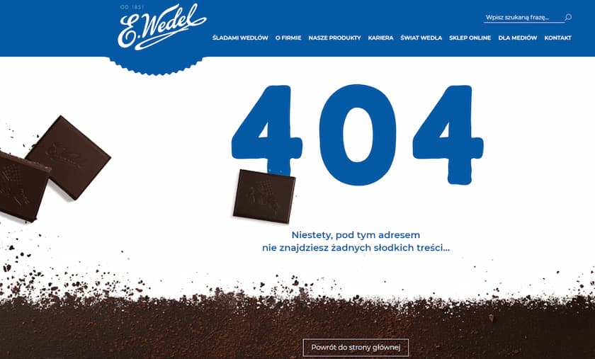 Przykład strony z błędem 404