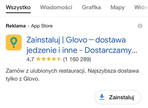 Jak promować aplikacje mobilne za pomocą Google Ads - miejsca wyświetlania reklam - wyszukiwarka