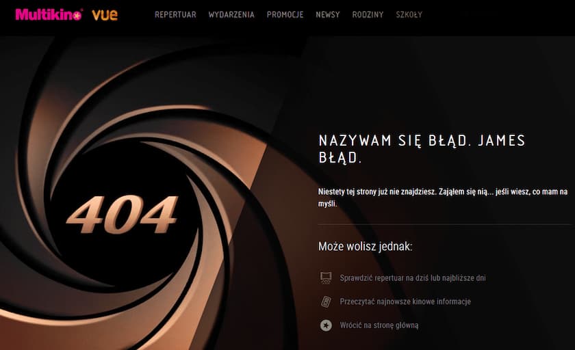 Przykład strony z błędem 404