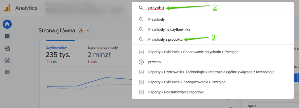 wyszukiwanie w ga4 - podpowiedzi