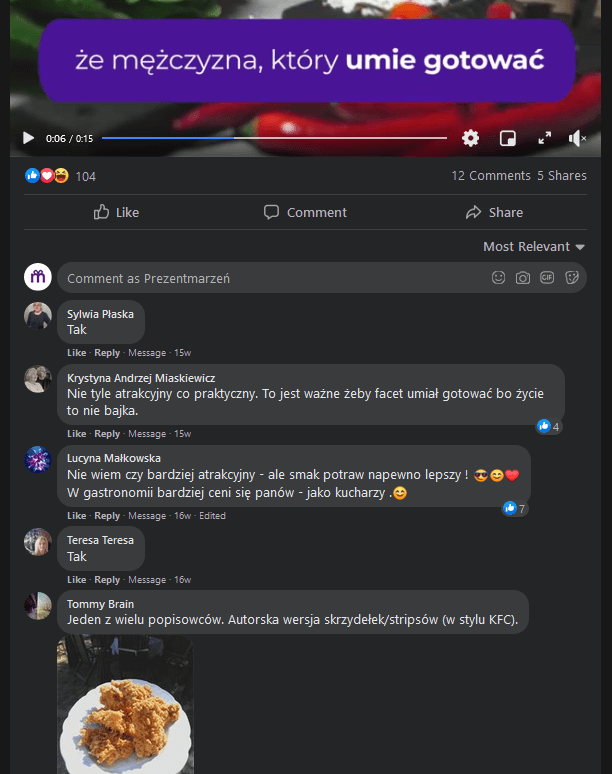 komentarze pod reklamą