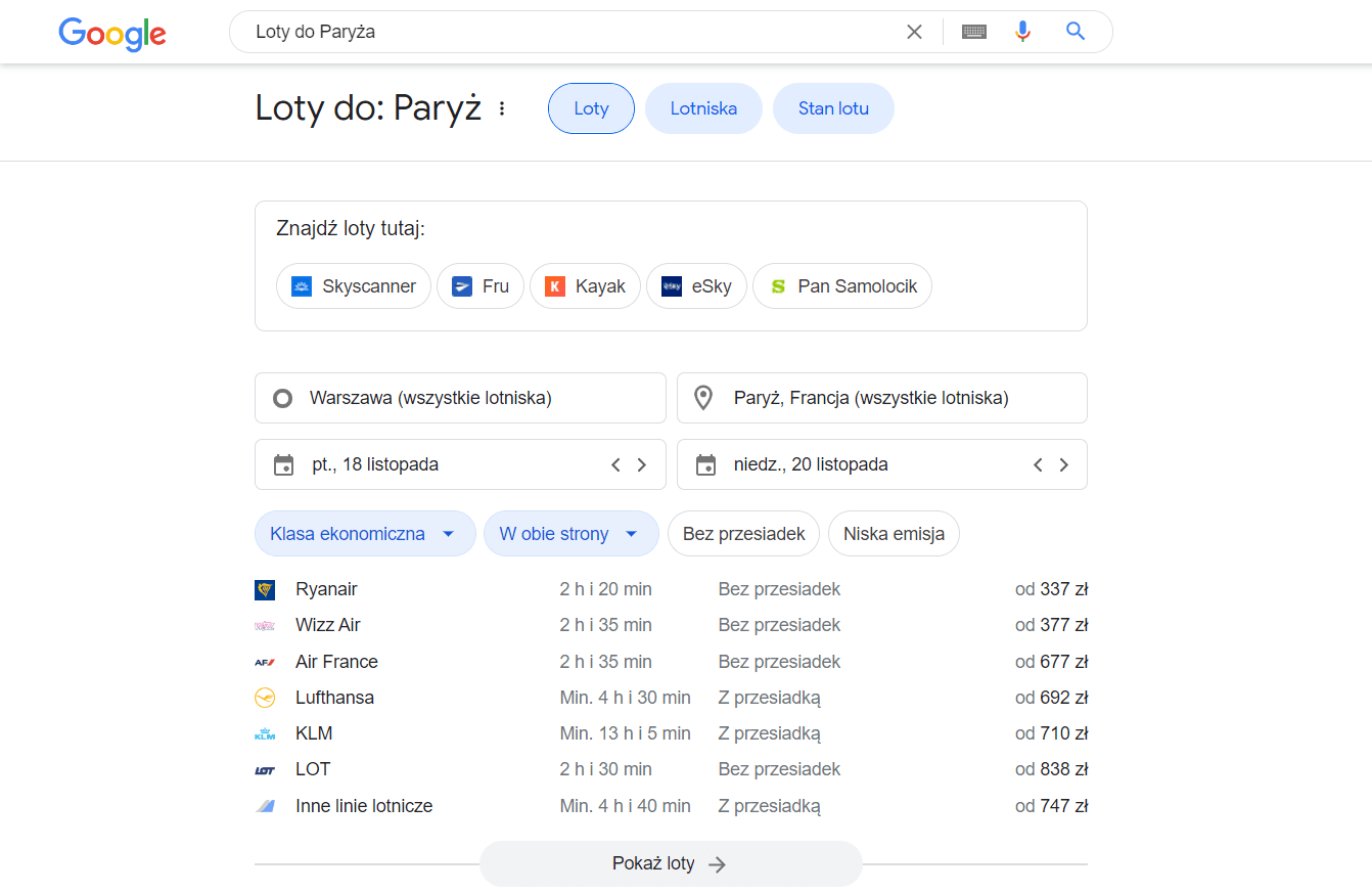 wyszukiwarka lotów i noclegów