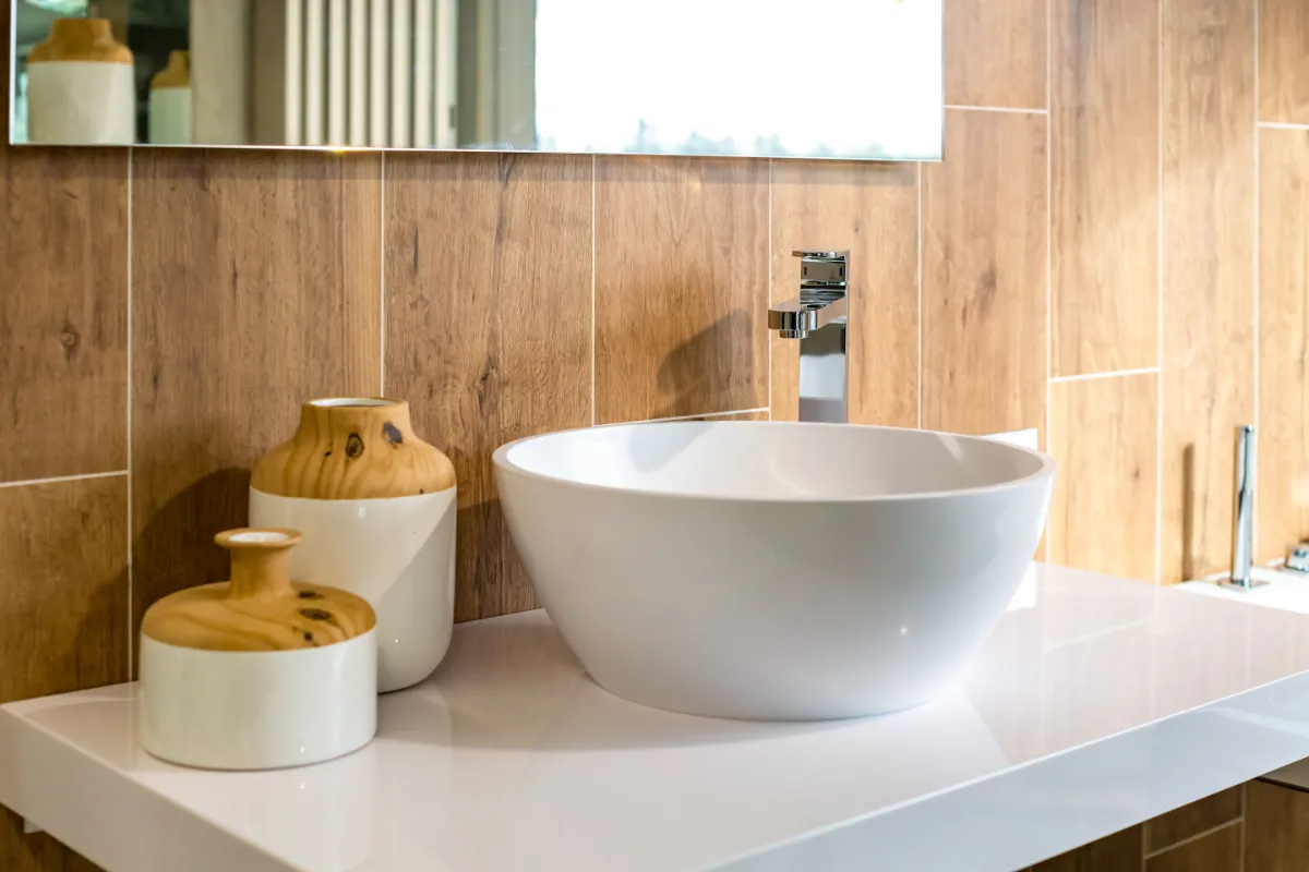 water tap sink with faucet in expensive loft bathroom