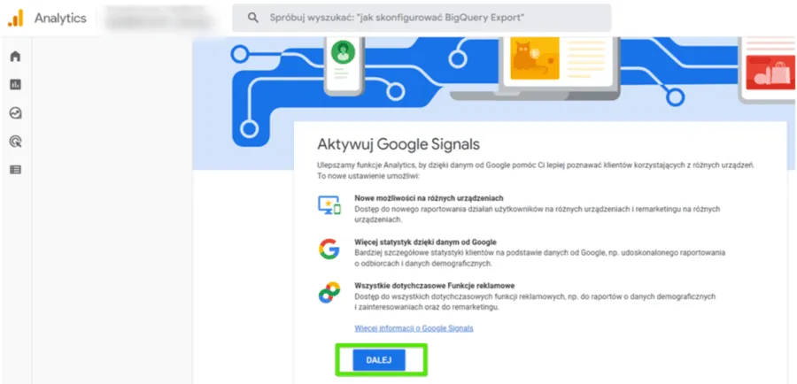 aktywowanie Google Signals