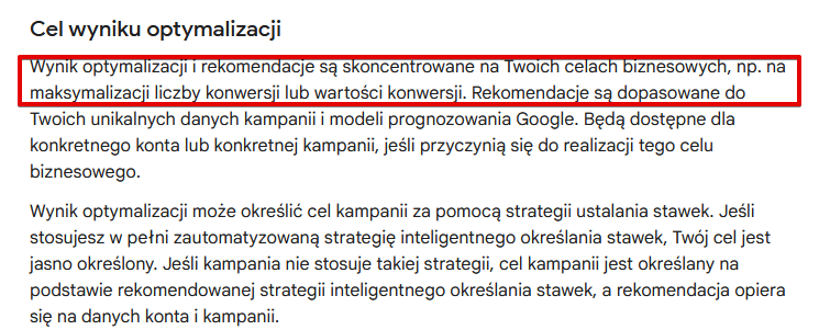 cel wyniku optymalizacji