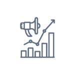 Analityka marketingowa icon blue