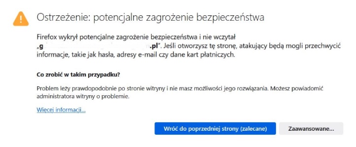 wyszukiwanie strony w google błąd