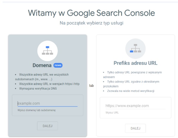 dodawanie strony do Google przez Google Search Console