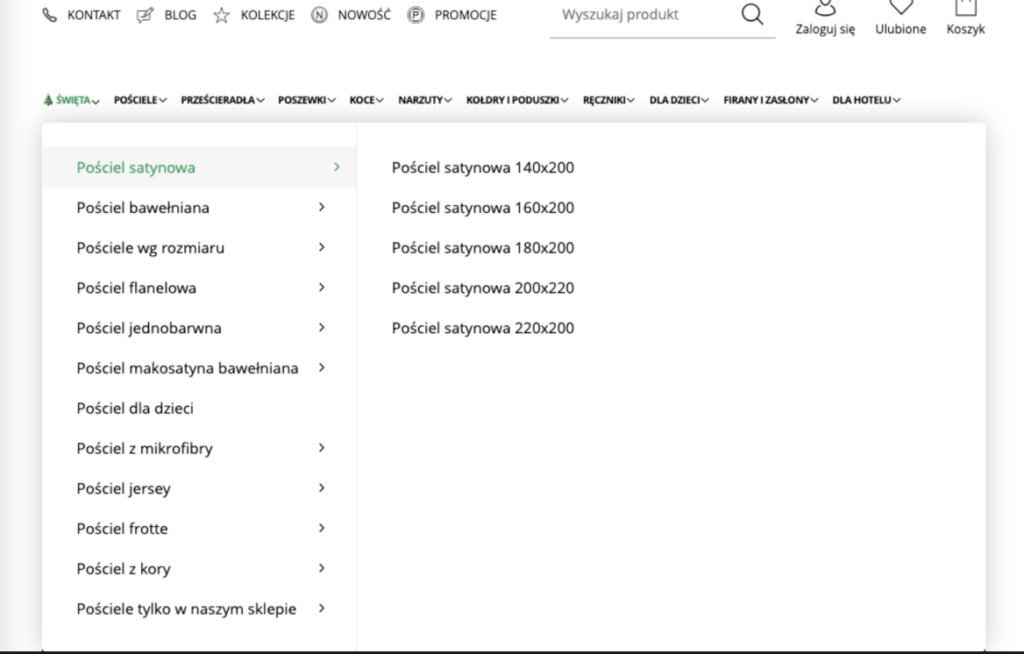 przescieradla przyklad menu SEO