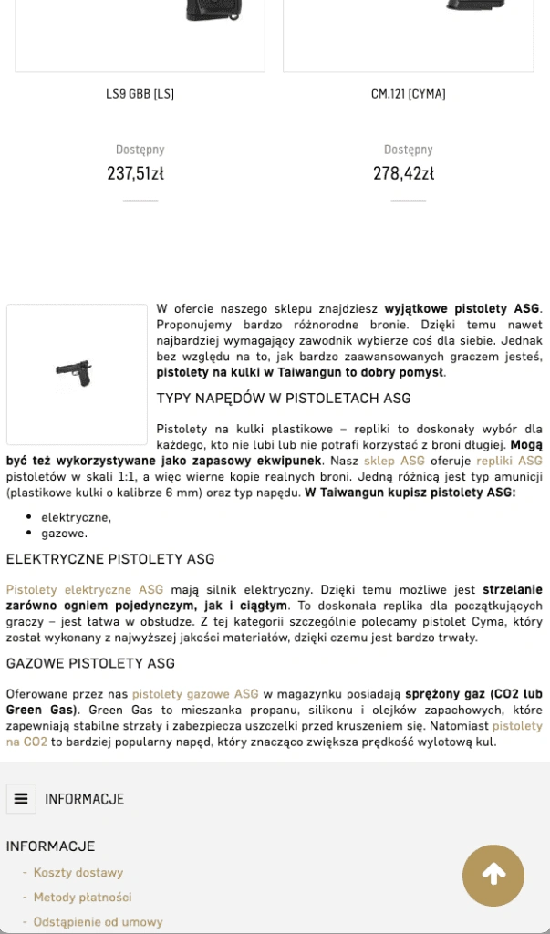 seo czy ux opis kategorii na dole